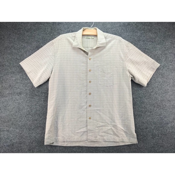 Mens Batik Bay Short Sleeve Button Up Shirt Size L Gray 24W 30L - Picture 2 of 11